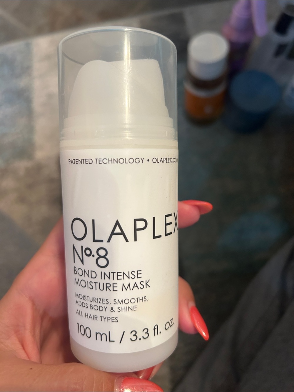 OLAPLEX No.8 Bond Intense Moisture Mask — White with Pink Accents